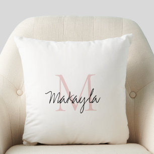 Blush Pink Script Monogram Baby Nursery Cushion