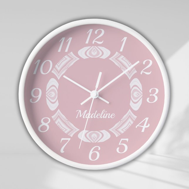 Blush Pink Script Monogram Girly Name Clock (Creator Uploaded)