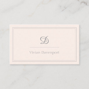 Blush Pink Script Monogram   Minimalist Business Card
