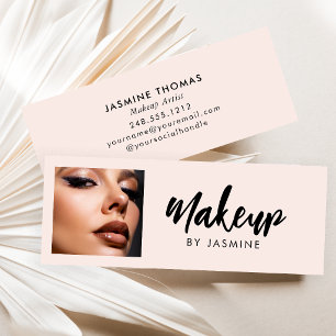 Blush Pink Script Photo Makeup Mini Business Card
