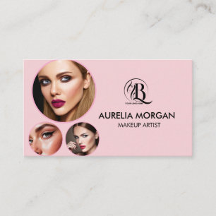 Blush Pink Script Social Icon QR Code 3 Photo  Business Card