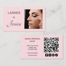 Blush Pink Script Social Icon QR Code Photo Lashes
