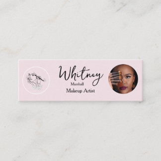 Blush Pink Script Social Icon QR Code Photo Makeup Calling Card