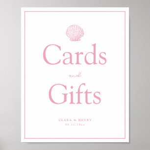 Blush Pink Seashell Coastal Cards and Gifts Sign