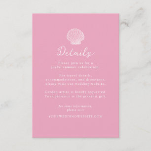 Blush Pink Seashell Coastal Wedding Details Enclosure Card
