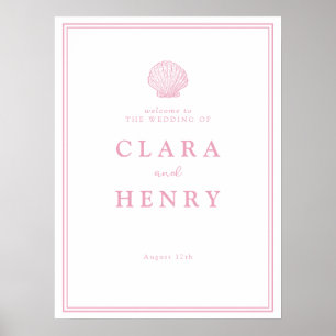 Blush Pink Seashell Coastal Welcome Sign