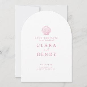 Blush Pink Seashell Wedding Save the Date Card