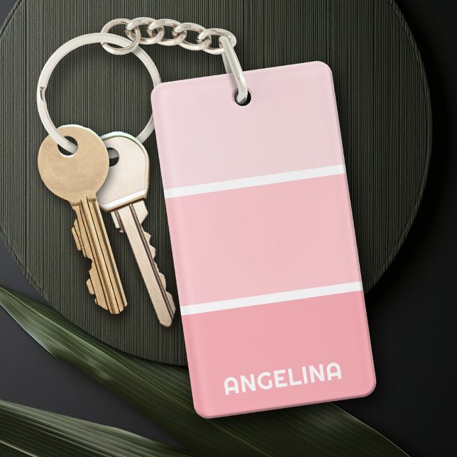 Blush Pink Shades Paint Chip Strip - Modern Name Key Ring (Personalized Keychain - add a monogram or name)