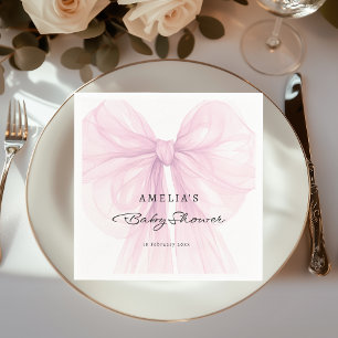 Blush Pink Sheer Bow Baby Girl Napkin
