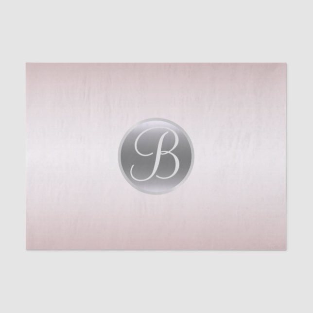 Blush Pink Shine Elegant Monogram Letter Initial Tissue Paper (Front)