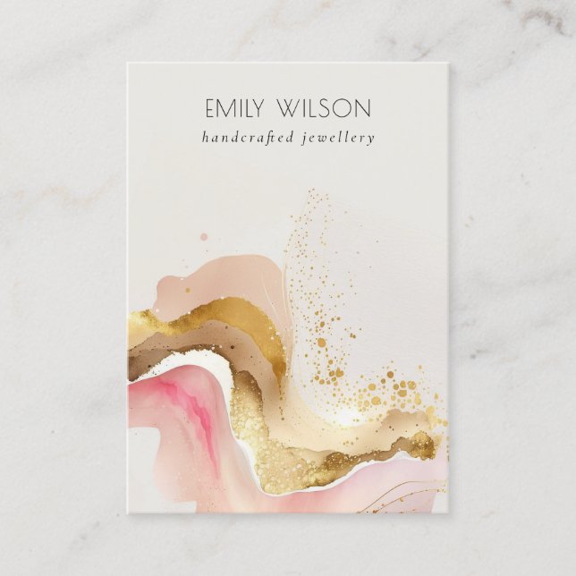 Blush Pink Shiny Glitter Blank Jewellery Display Business Card (Front)