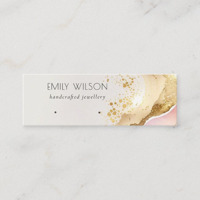 Blush Pink Shiny Glitter Texture Earring Display Mini Business Card (Front)