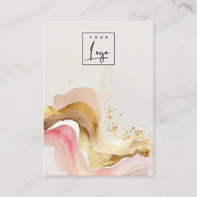 Blush Pink Shiny Logo Blank Jewellery Display Business Card (Front)
