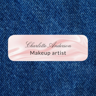 Blush pink silk satin business employee name tag