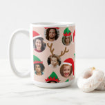 Blush Pink Silly Christmas Hat Six Photo Collage Coffee Mug<br><div class="desc">This funny and very merry Christmas gift mug will delight friends and family when you personalise it with the photos of your kids, family, friends and pets putting the whole crazy cast of characters in silly holiday Santa and elf hats. There is even a pair of reindeer antlers for that...</div>