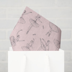 Blush Pink & Silver Ballerina Pattern Tissue Paper