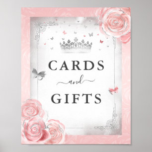 Blush Pink Silver Cards Gifts Tabletop Party Sign
