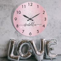 Blush pink silver glitter dust metal name script