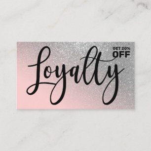Blush Pink Silver Glitter Gradient Typography Loyalty Card