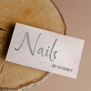 Blush Pink Silver Glitter Nail Artist Business Card