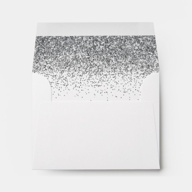 Blush Pink & Silver Glitter Wedding RSVP Envelope (Back (Bottom))