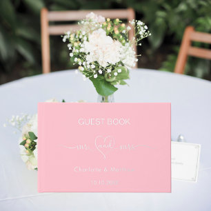 Blush pink silver mr mrs wedding guest book