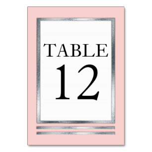 Blush Pink Silver White Modern Simple Elegant Table Number
