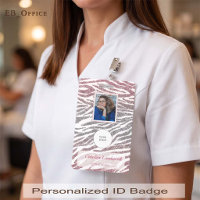 Blush Pink & Silver Zebra Glitter Print Photo ID