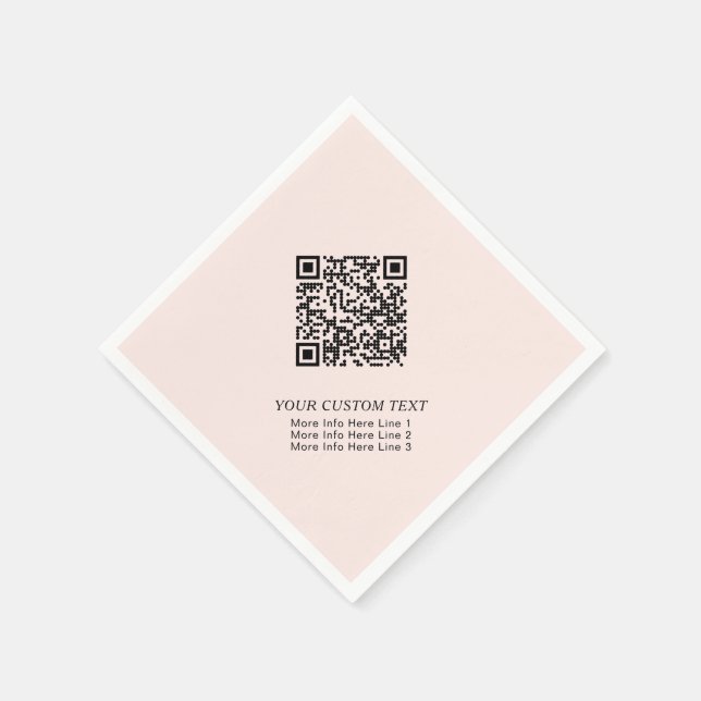 Blush Pink Simple Business QR Code Promotional Napkin (Corner)