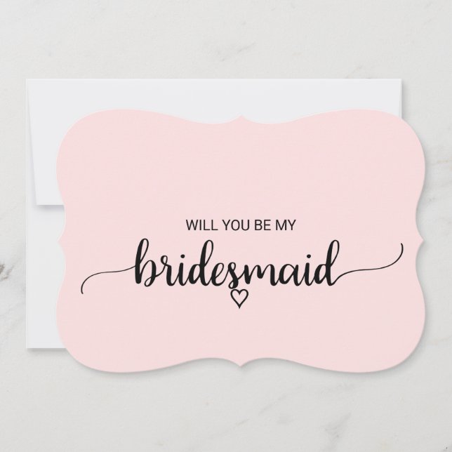 Blush Pink Simple Calligraphy Bridesmaid Proposal Invitation (Front)