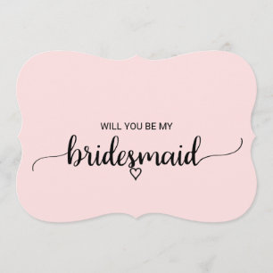 Blush Pink Simple Calligraphy Bridesmaid Proposal Invitation