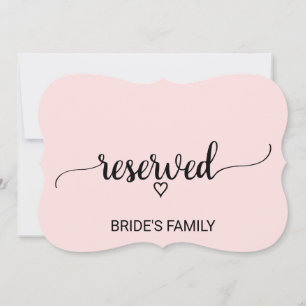 Blush Pink Simple Calligraphy Reserved Sign