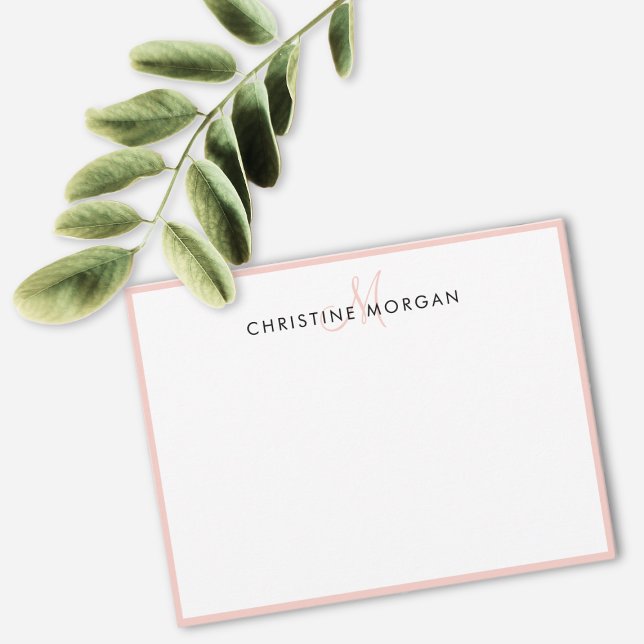 Blush pink simple chic minimalist monogram name card (Creator Uploaded)