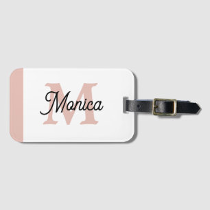 Blush Pink Simple Custom Name Monogram Modern Luggage Tag
