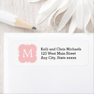 Blush Pink Simple Monogram Elegant Return Address Label