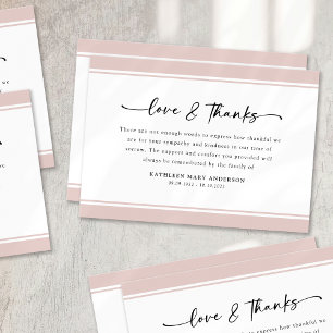Blush Pink Simple Script Funeral Thank You Card