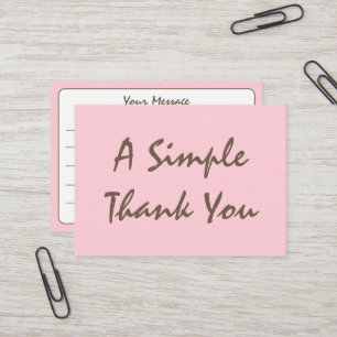 Blush Pink Simple Script Thank You Business Card