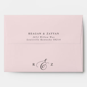 Blush Pink Simple Script Wedding Envelope
