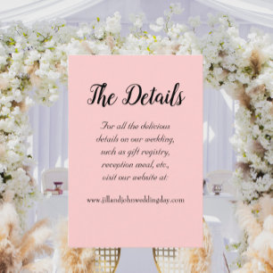 Blush Pink Simple Style Wedding Details Enclosure Card