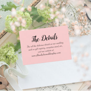 Blush Pink Simple Style Wedding Details Enclosure Card