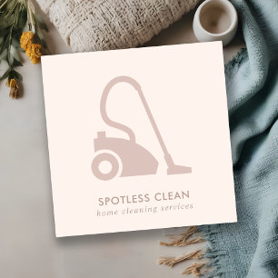 BLUSH PINK SIMPLE VACUUM CLEANER CLEANING SERVICE SQUARE BUSINESS CARD
