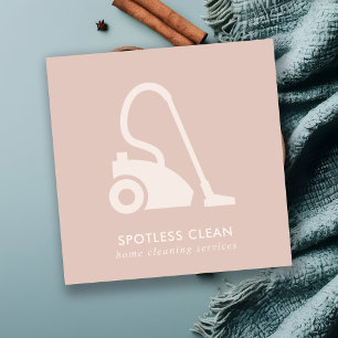BLUSH PINK SIMPLE VACUUM CLEANER CLEANING SERVICE SQUARE BUSINESS CARD