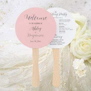 Blush Pink Simple Wedding Ceremony Program Hand Fan