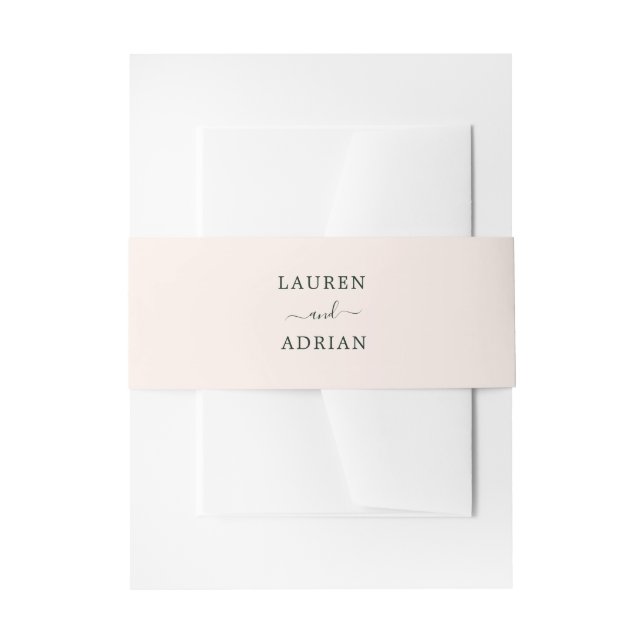 Blush Pink Simple Wedding Invitation Belly Band (Front Example)