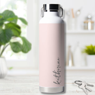 Blush Pink Simple Your Name Water Bottle