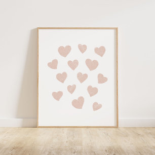 Blush Pink Small Hearts Poster