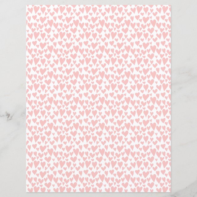 Blush Pink Small Hearts White Scrapbook Paper (Front)