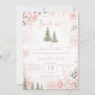Blush Pink Snow in Love Snowflake Bridal Shower Invitation