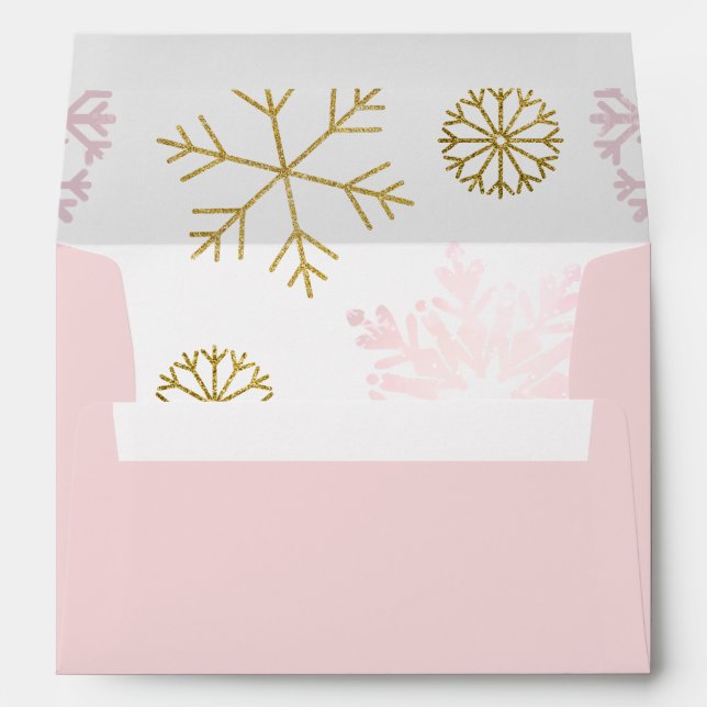 Blush Pink Snowflake Baby Shower Envelope (Back (Bottom))