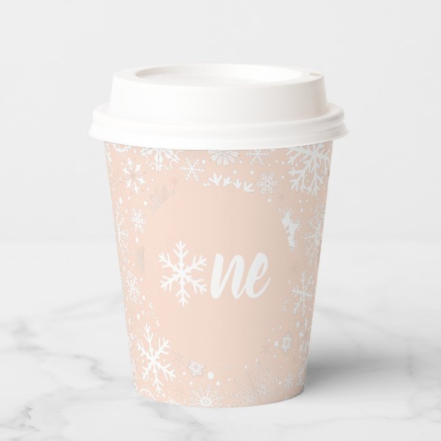 Blush Pink Snowflake ONE Paper Cup (Front)
